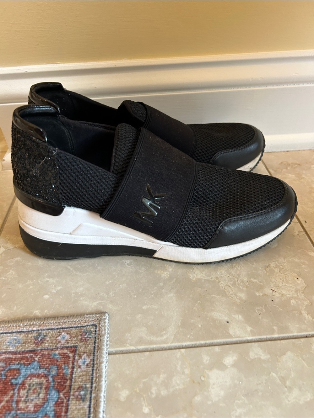 Michael Kors Black Women's  Slip-On Knit Sneakers